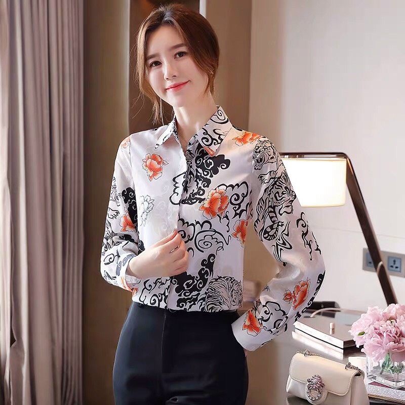 Áo Sơ Mi Họa Tiết Hoa Cam - SM61
